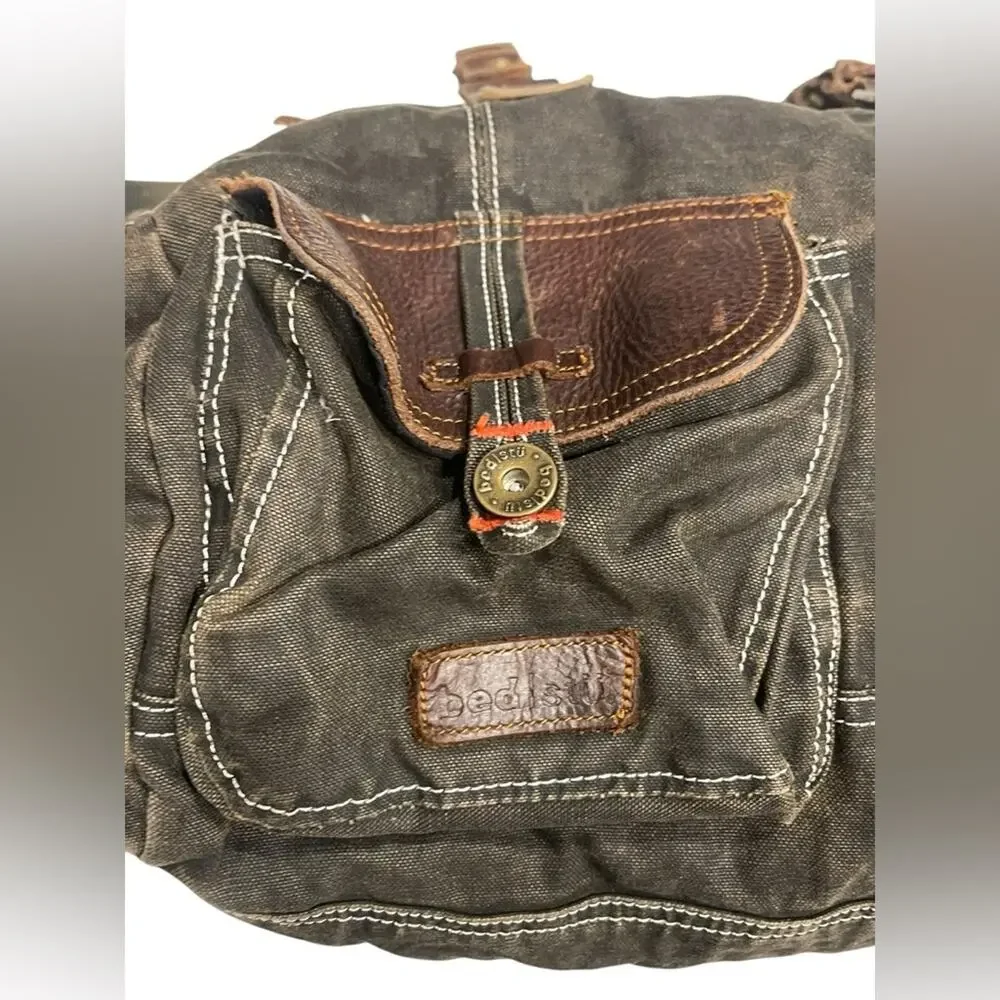 Bed stu military style leather/canvas bag